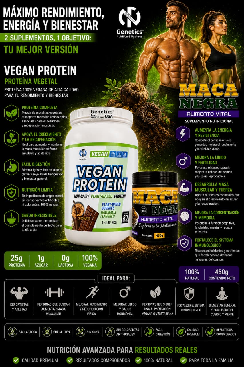 PROTEINA VEGANA 2kg +1 MACA NEGRA