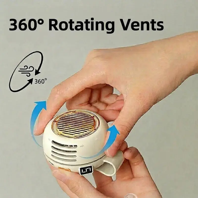 2026 Upgraded Portable Silent Bladeless Clip-On Fan with LED Display, Compact Wearable Waist/Neck Fan, 5-Speed Wind Control, 1000Mah Rechargeable Battery, Hands-Free Clip Design for Outdoor, Travel, Office Cooling
