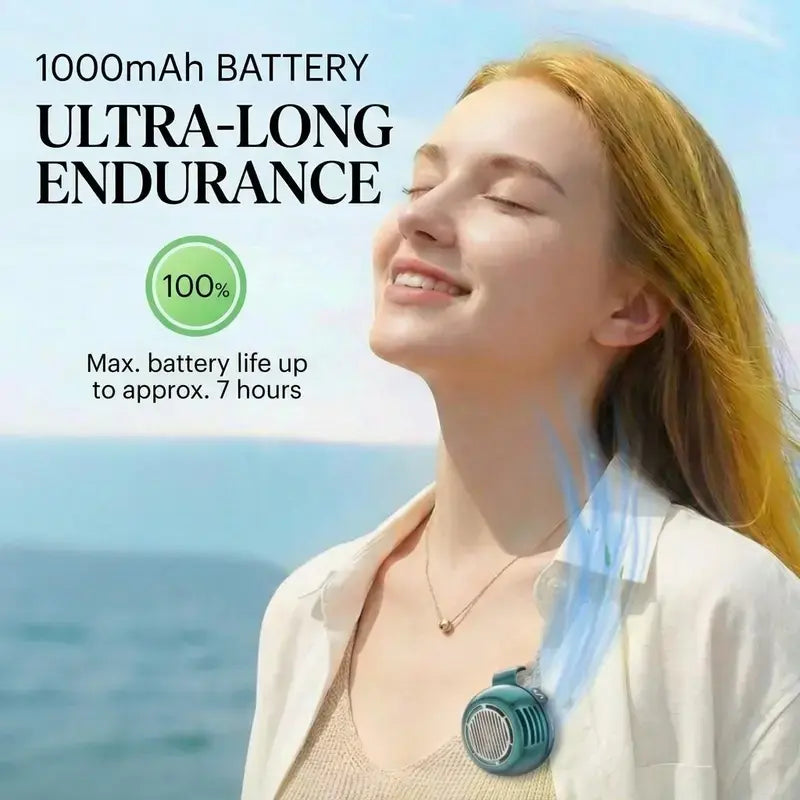 2026 Upgraded Portable Silent Bladeless Clip-On Fan with LED Display, Compact Wearable Waist/Neck Fan, 5-Speed Wind Control, 1000Mah Rechargeable Battery, Hands-Free Clip Design for Outdoor, Travel, Office Cooling
