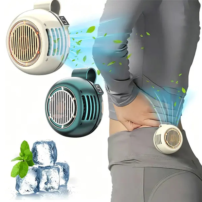 2026 Upgraded Portable Silent Bladeless Clip-On Fan with LED Display, Compact Wearable Waist/Neck Fan, 5-Speed Wind Control, 1000Mah Rechargeable Battery, Hands-Free Clip Design for Outdoor, Travel, Office Cooling